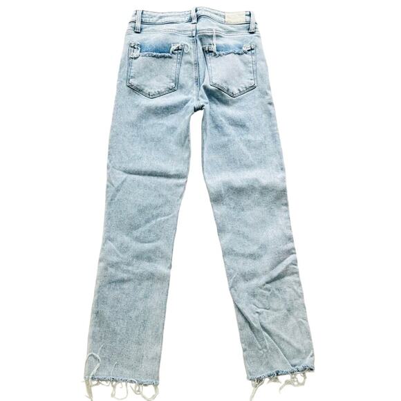 Paige Hoxton Slim Crop Jeans Size 26 Raw Hem Light Blue Wash 5 Pocket Mid-Rise - Picture 3 of 9